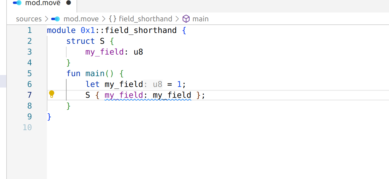 Field initialization shorthand