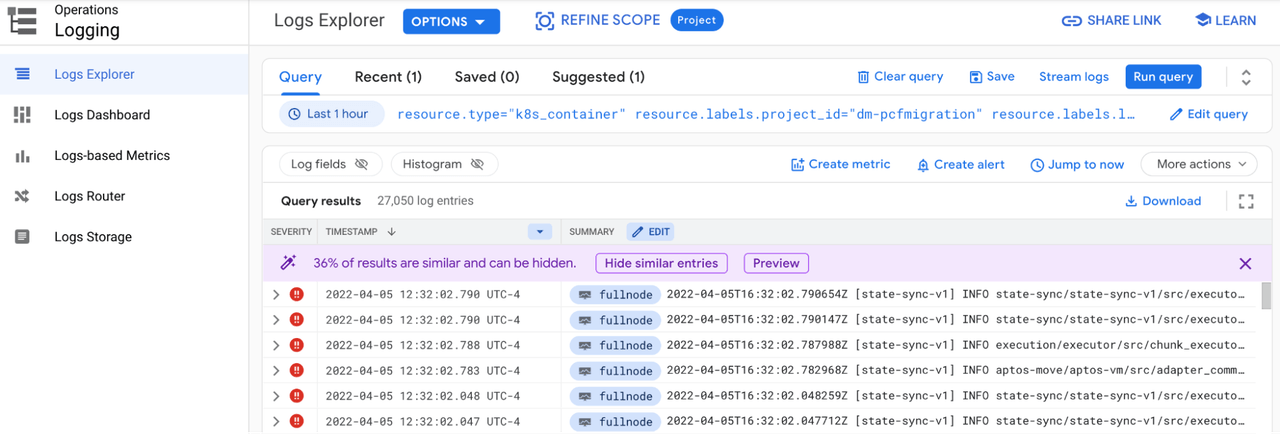 GKE Workloads Pod Logs Explorer screenshot GKE Workloads Pod Logs Explorer screenshot