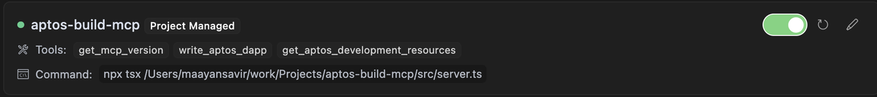 确保它已启用并显示绿色指示器