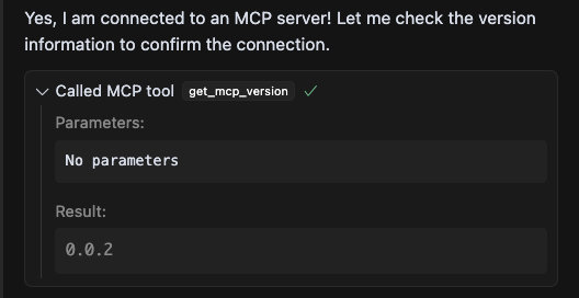 向代理询问 what aptos mcp version are you using? 来验证连接。