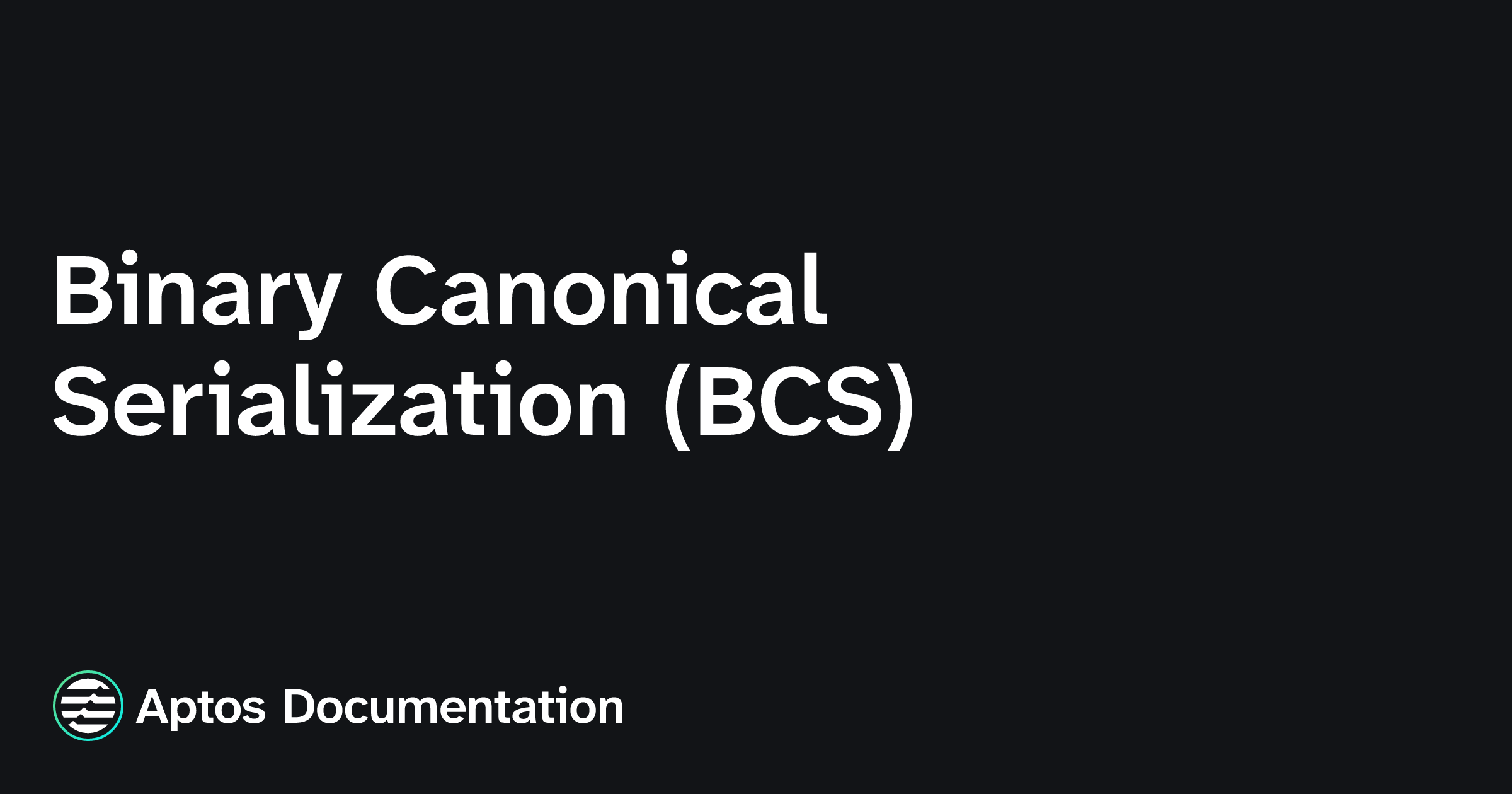 Serialized Binary Binary Canonical Serialization (BCS) | Aptos Documentation
