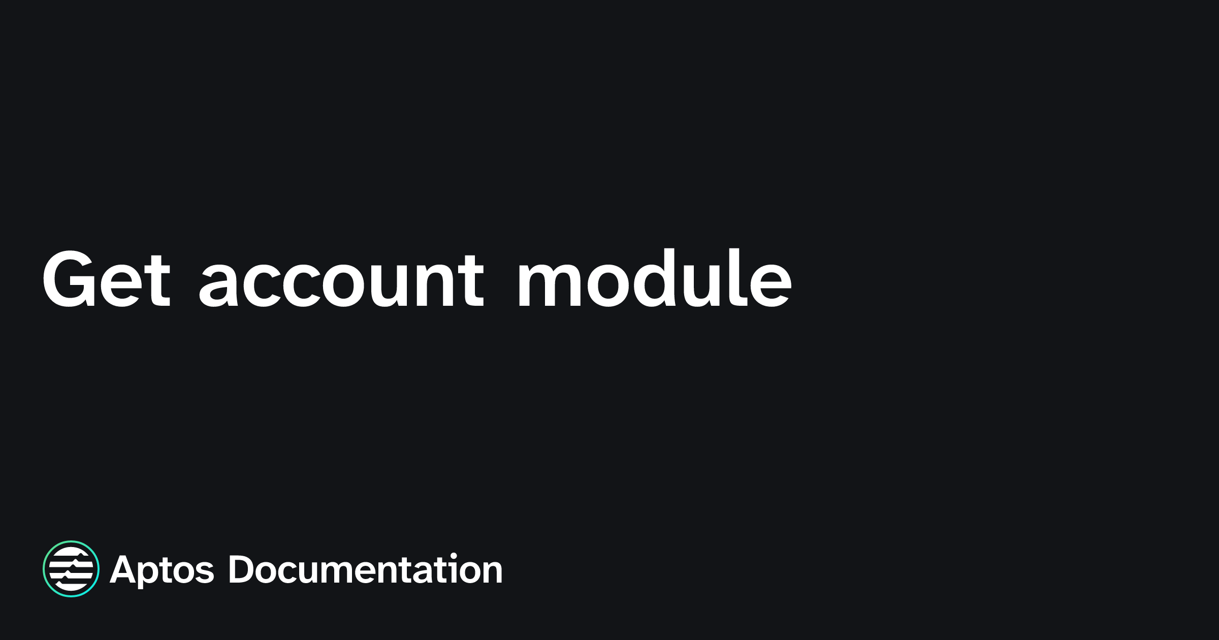 Get account module | Aptos Documentation