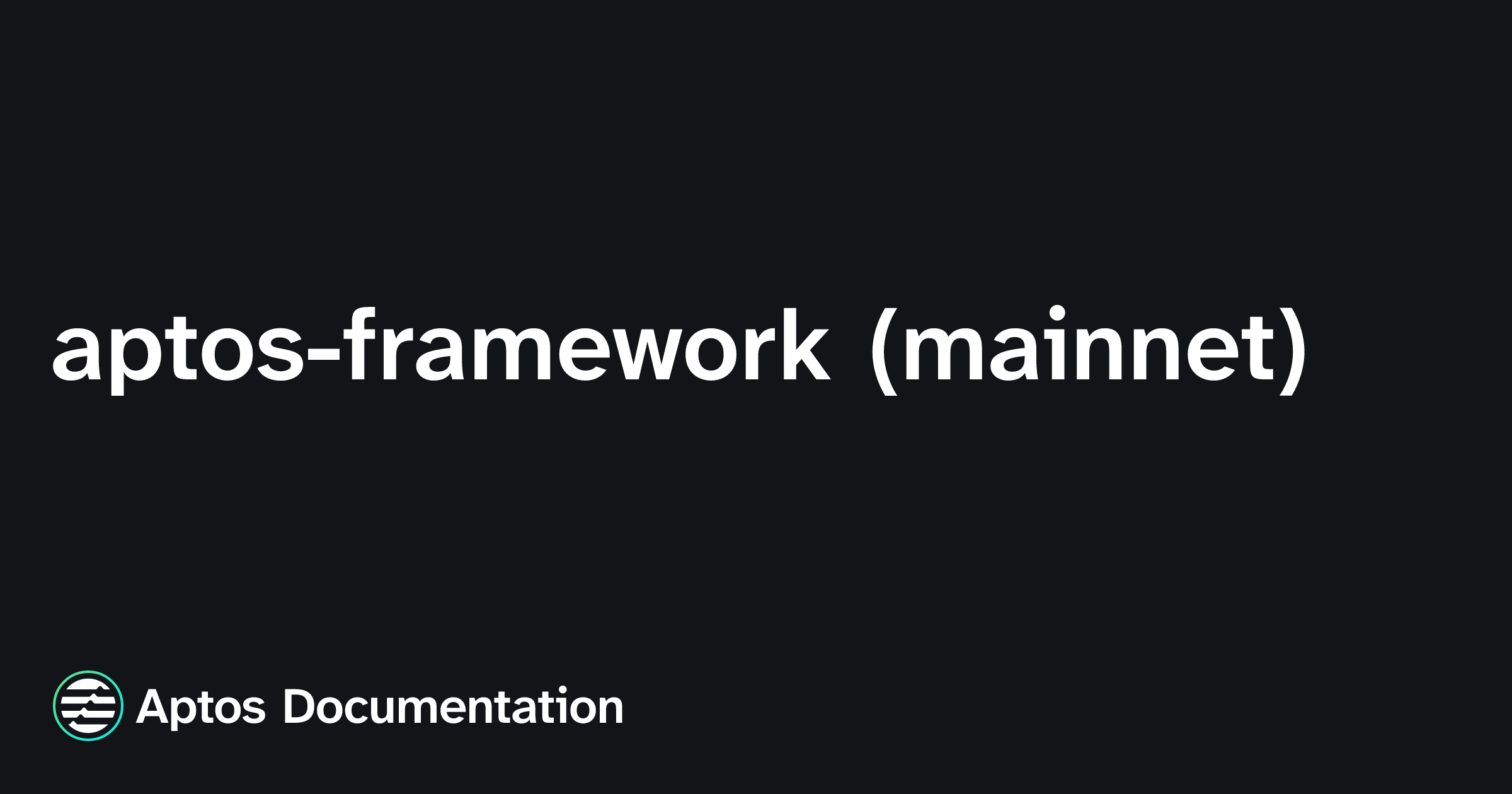 Apthos Script aptos-framework (mainnet) | Aptos Documentation